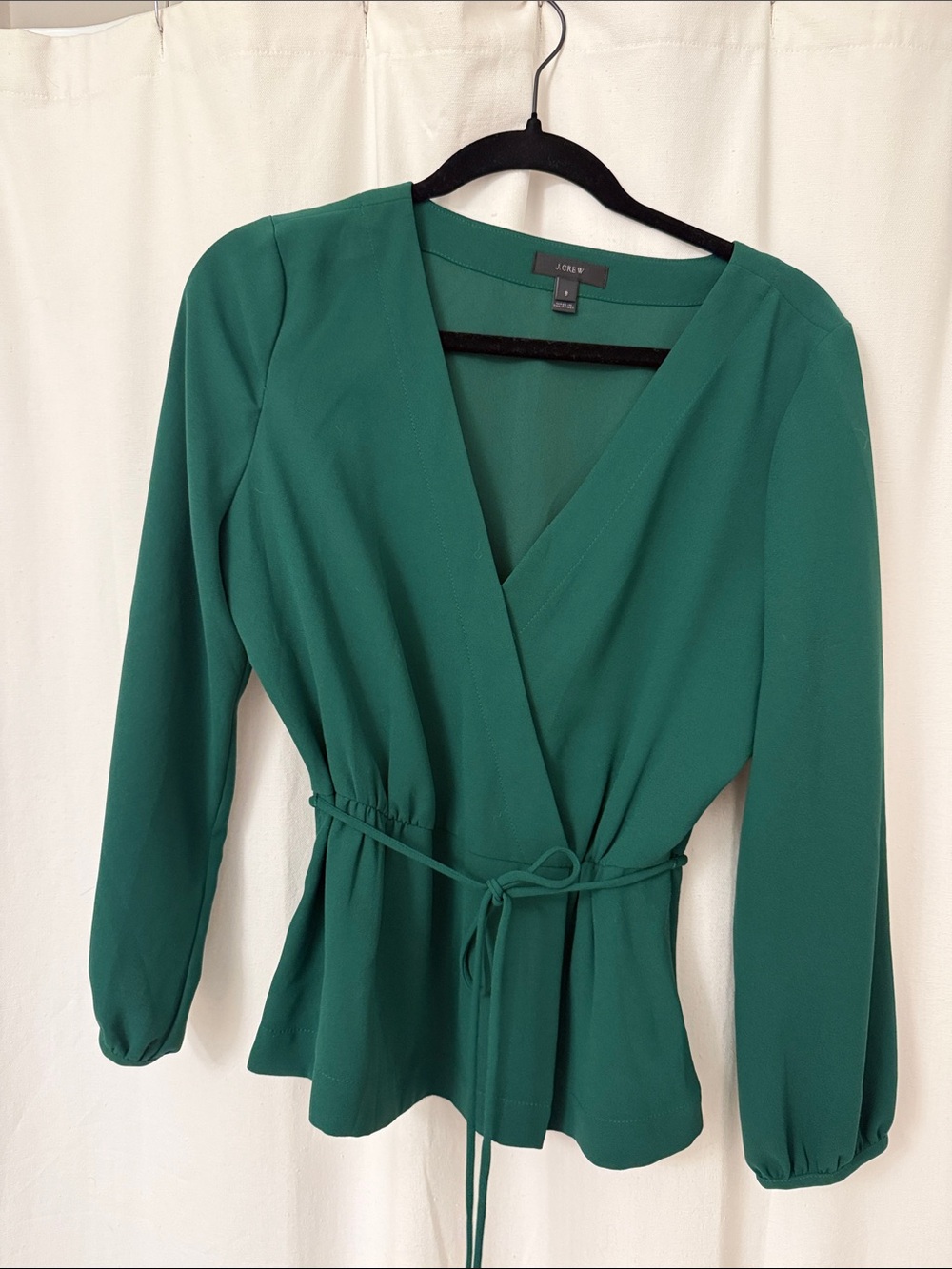 J. Crew Green Wrap-Style V-Neck Blouse